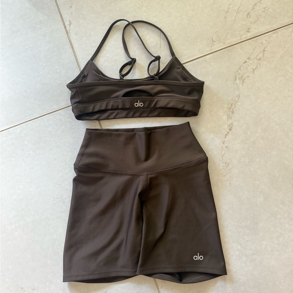 ALO Yoga Women's Dark Brown Bike Shorts